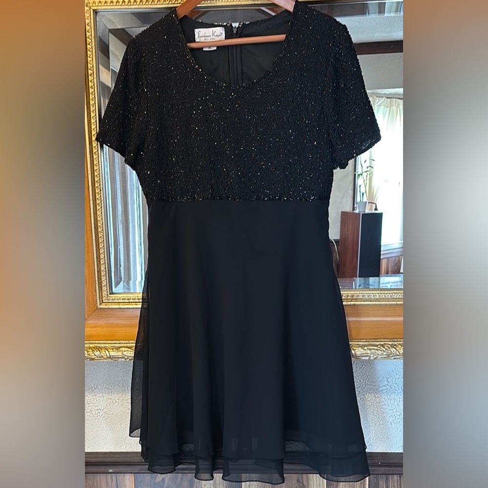 Laurence Kazar Black Beaded Top Formal Dress - Size XL (runs small)